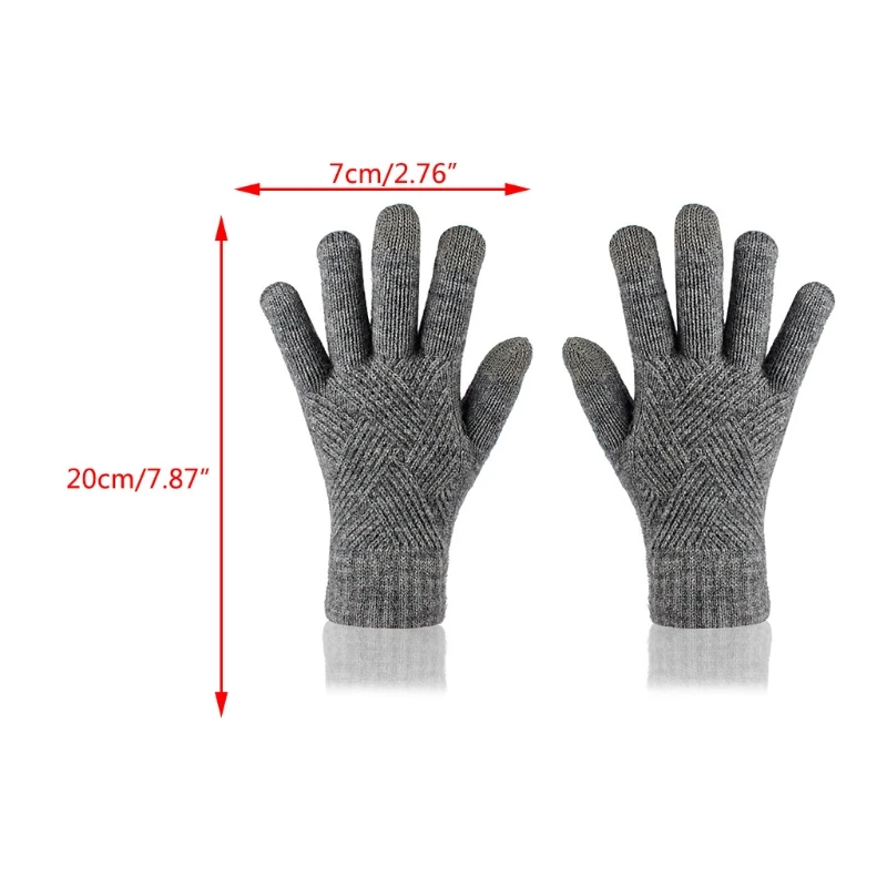 

Women Rhombus Knit Touch Screen Gloves Solid Color Warm Stretch Texting Mittens