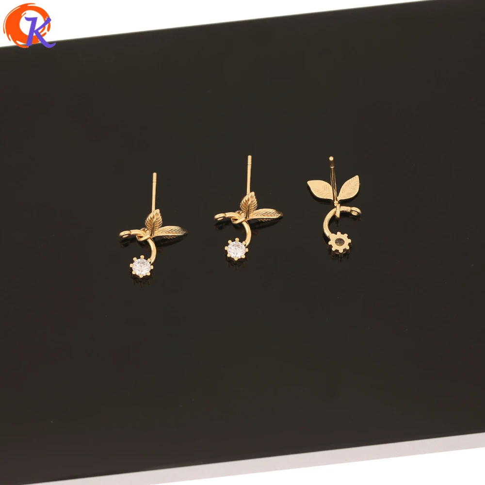 

Cordial Design 40Pcs 8*9MM CZ Earrings Stud/Hand Made/Jewelry Accessories/Genuine Gold Plating/Earring Findings/DIY Making