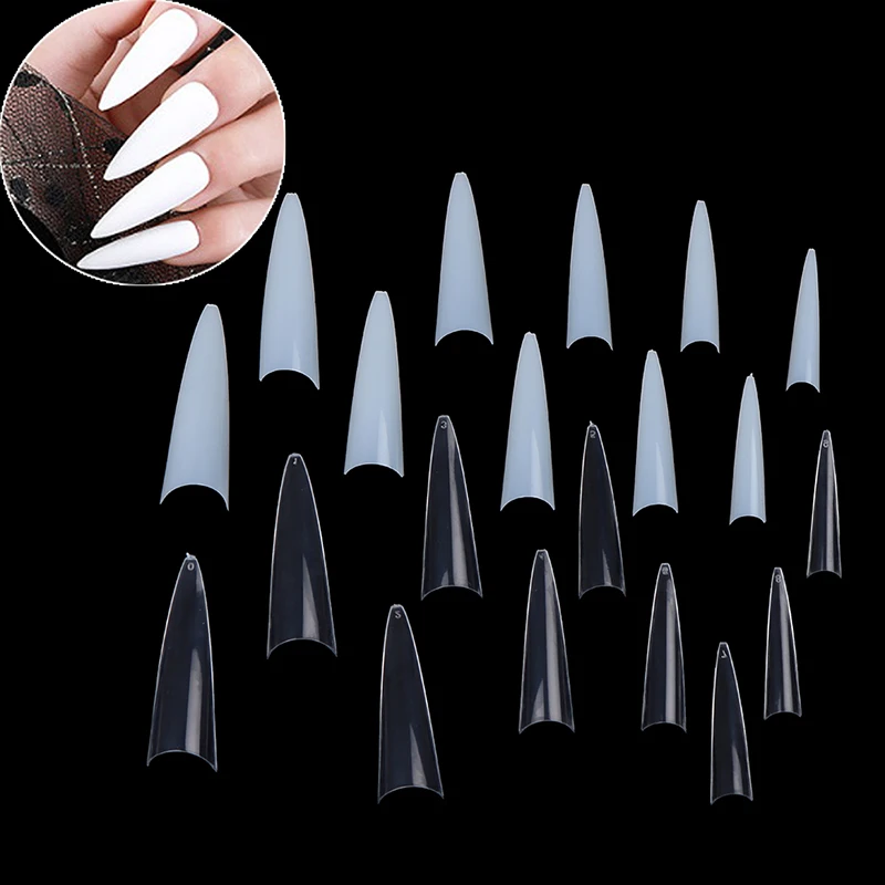 

500Pcs/Bag Clear/Natural False Acrylic UV Gel DIY C Curve French Nail Art Tips 2 Styles