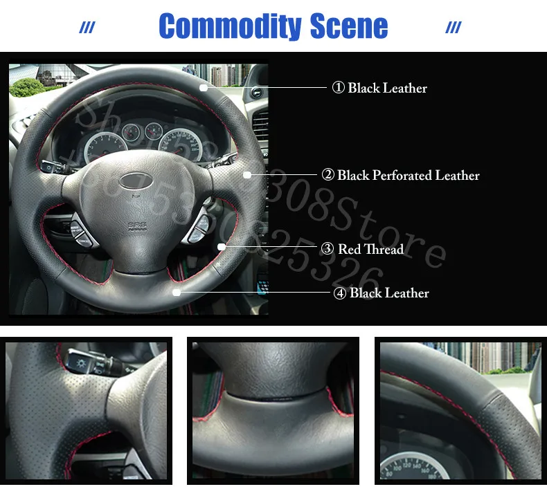 

For Hyundai 2016-2020 Sonata Plug-in Hybrid Black Synthetic Leather Car Steering Wheel Covers