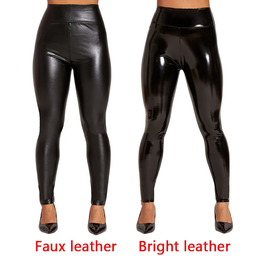 

NORMOV Faux Leather Leggings Women High Waist Black Slim Fitness Casual Pants Women Push Up Skinny Pencil Pants Stretch