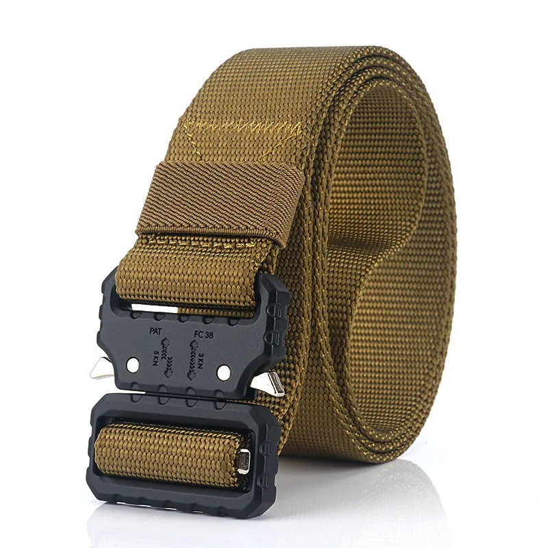 Dark yellow HSSEE брендовый тактический ремень с быстроразъемной пряжкой военный тактический ремень Мягкий прочный нейлоновый не выцветающий спортивный ремень спортивные аксессуары - Цвет: Dark yellow