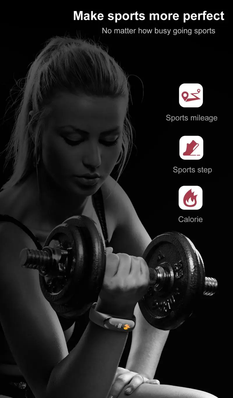 

2021 NEW M4 Smart Watch Sport Fitness Wristband Eart Rate Blood Pressure Monitoring Tracker Bracelet For Men Woman Smartband Hot