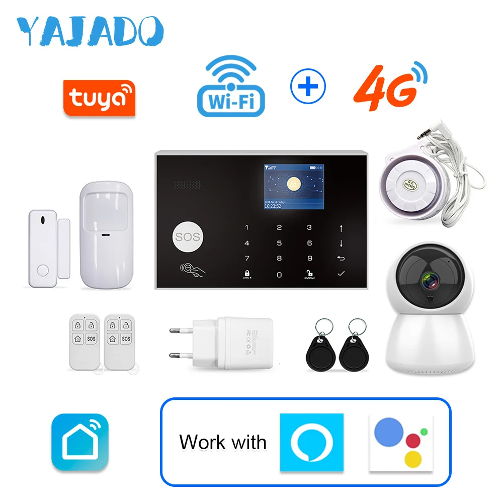YAJADO Tuya WiFi 4G 3G GSM сигнализация домашняя охранная с 433 МГЦ беспроводные детекторы и