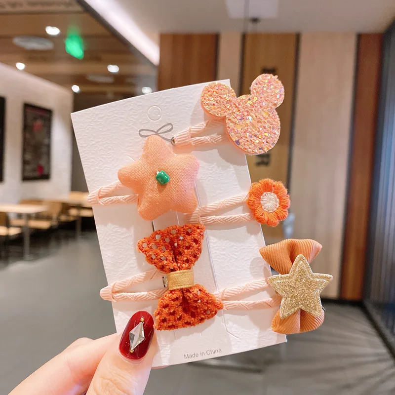 

New 5pcs/lot Children Kids Hair Accessories Lovely Cat Hair Clip Cute Bow Hair Clips For Girls Kids Barrettes Crown Hairpins