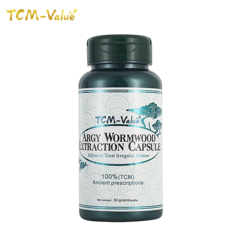 

TCM-Value Argy Wormwood Extraction Capsule, Adjuvant Treat Irregular Menses,Cure Thin tongue and thin fur and Metrorrhagia 50pcs
