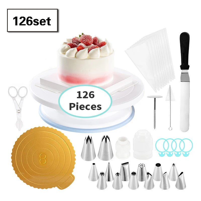 

[126set ]Cake Turntable Rotating Anti-skid Round Cake Stand Cake Decorating Tools Cake Rotary Table Kitchen DIY Pan Baking Tools