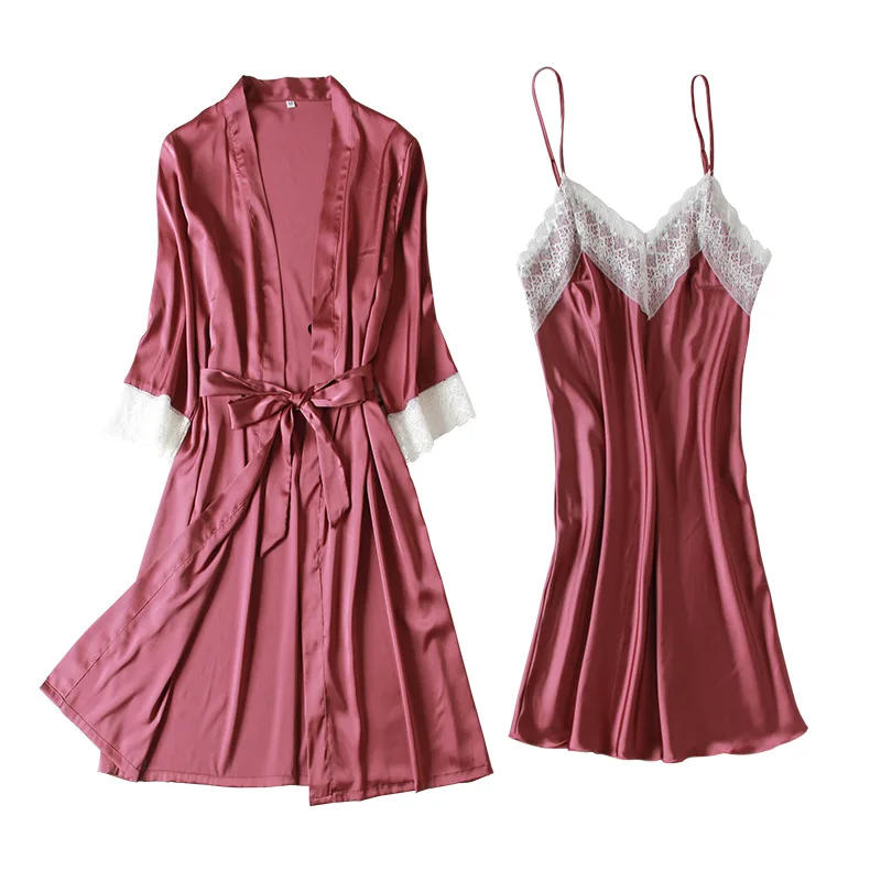 

Женская атласная летняя Пижама, комплект из 2 предметов, Женский Повседневный халат, интимное удобное нижнее белье, сексуальная ночная руба...