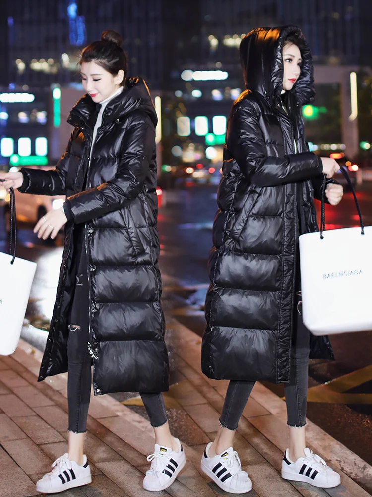 Женское зимнее пальто на белом утином пуху Корейская длинная пуховая куртка