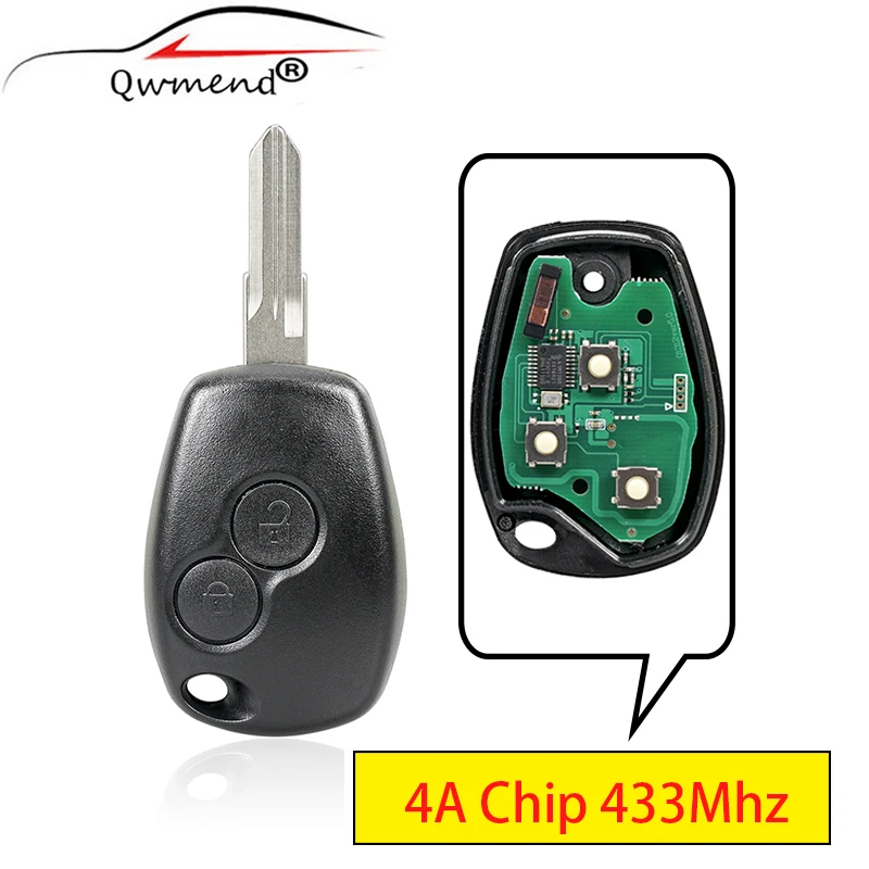 4A Chip Remote Car Key for Dacia Duster Logan Sandero for Renault Trafic Logan Symbol 2013 2014 2015 2016 433Mhz 2 Button