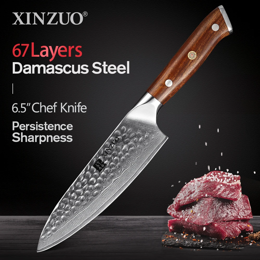 

XINZUO 6.5 inch Chef Knife 67 Layers Damascus Steel Kitchen Knive New Design High Carbon Steel Cooking Knife Gift