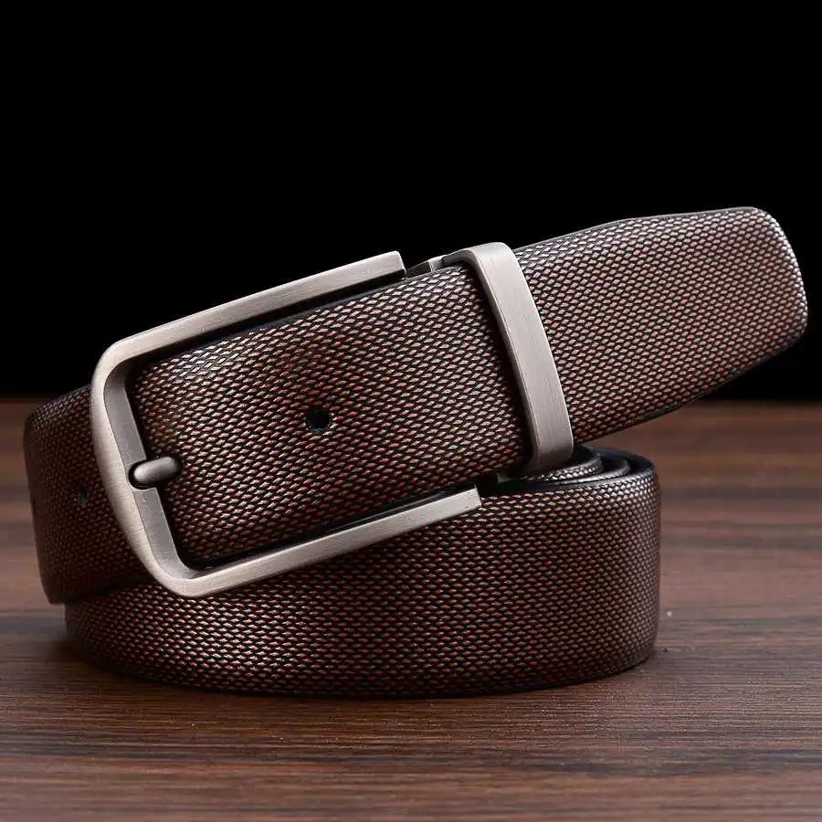 Men's Leather Dress Belt Fashion Male Waistband Width:3.5cm Length:105-125cm Black\Coffee Color