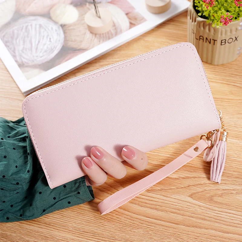 Кошелек на двойной молнии с застежкой и ремешком запястье кошелек из