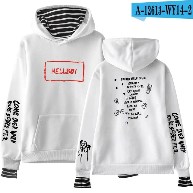 Новинка; Lil Peep Hoodie; Hellboy Lil. peep; для мужчин и женщин; пуловер с капюшоном для мужчин и женщин; Sudaderas Cry; детские толстовки с капюшоном; толстовка с надписью Love - Цвет: white4