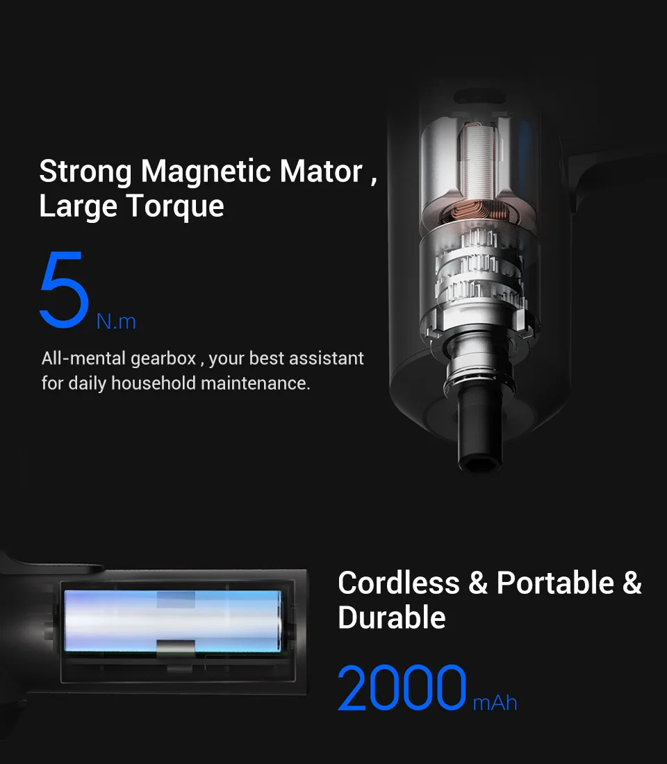 Xiaomi Mijia беспроводная электрическая отвертка перезаряжаемая 2000mAh li-ion 5N. m крутящий момент портативная отвертка с 12 шт. S2 винтовые биты