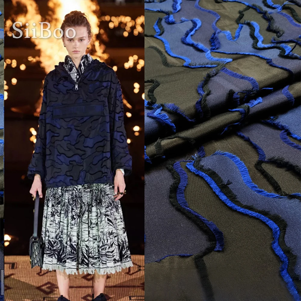 Американский Камуфляжный стиль зеленая синяя парчовая ткань для женщин Весенняя