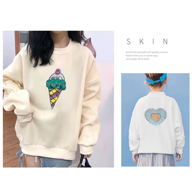 Нашивка с блестками и аппликацией в виде утюга на вышитых заплатках для одежды