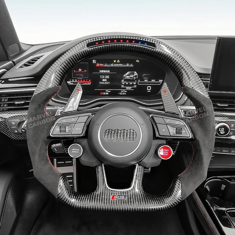 100% реальное углеродное волокно светодиодное освещение рулевое колесо для Audi RS