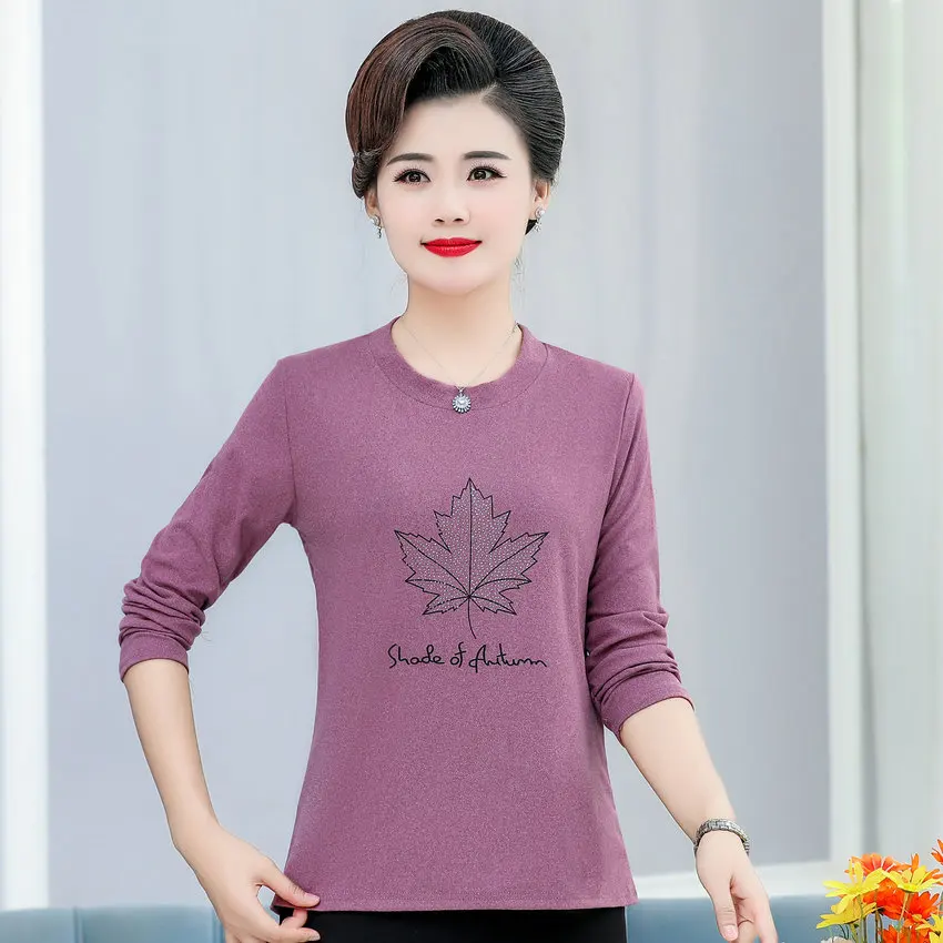 Женские осенние блузки среднего возраста зеленые фиолетовые красные с длинным