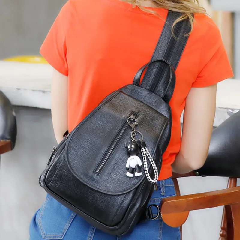 

2021 spring and summer new style portable backpack fashion trend simple first layer cowhide ladies handbag