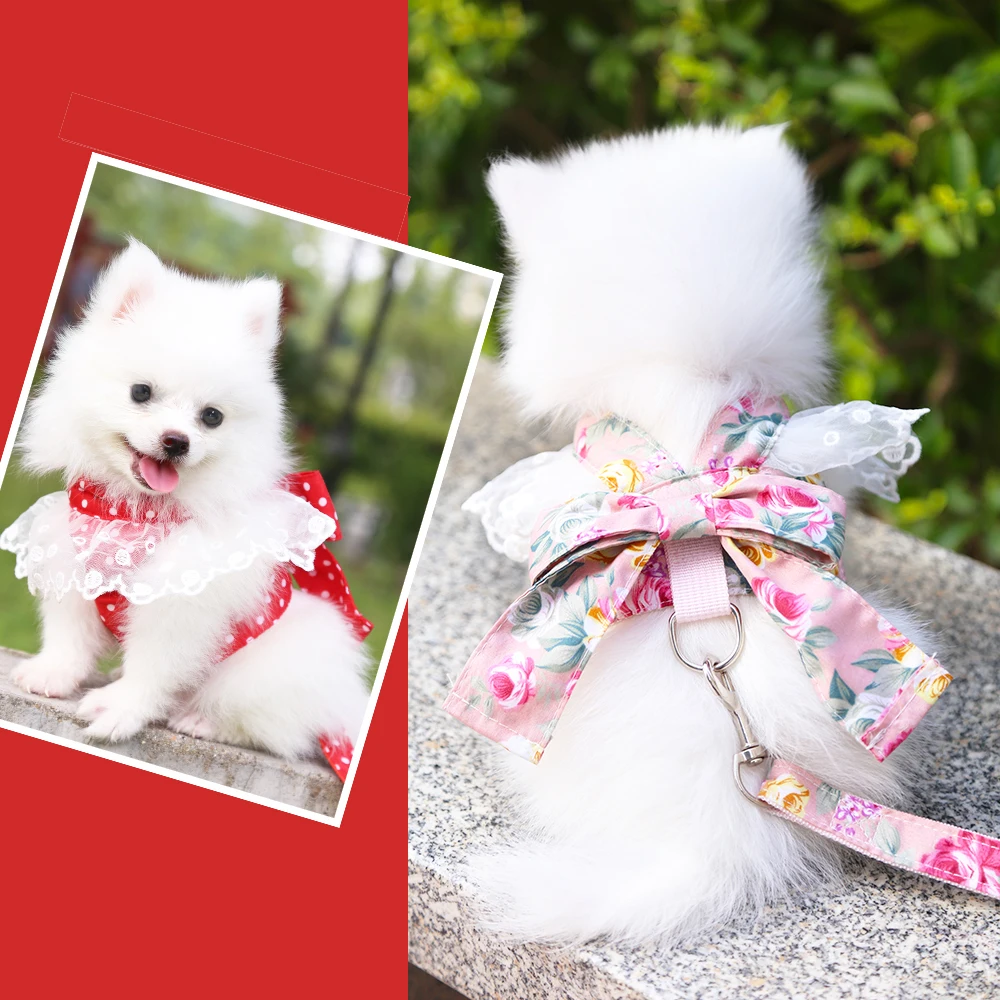 

Pet supplies Pet Leash Small and Medium-sized Dogs Pet Cats Walking Dog Rope Vest Style Anti-strike Fashion Bow Chest Strap