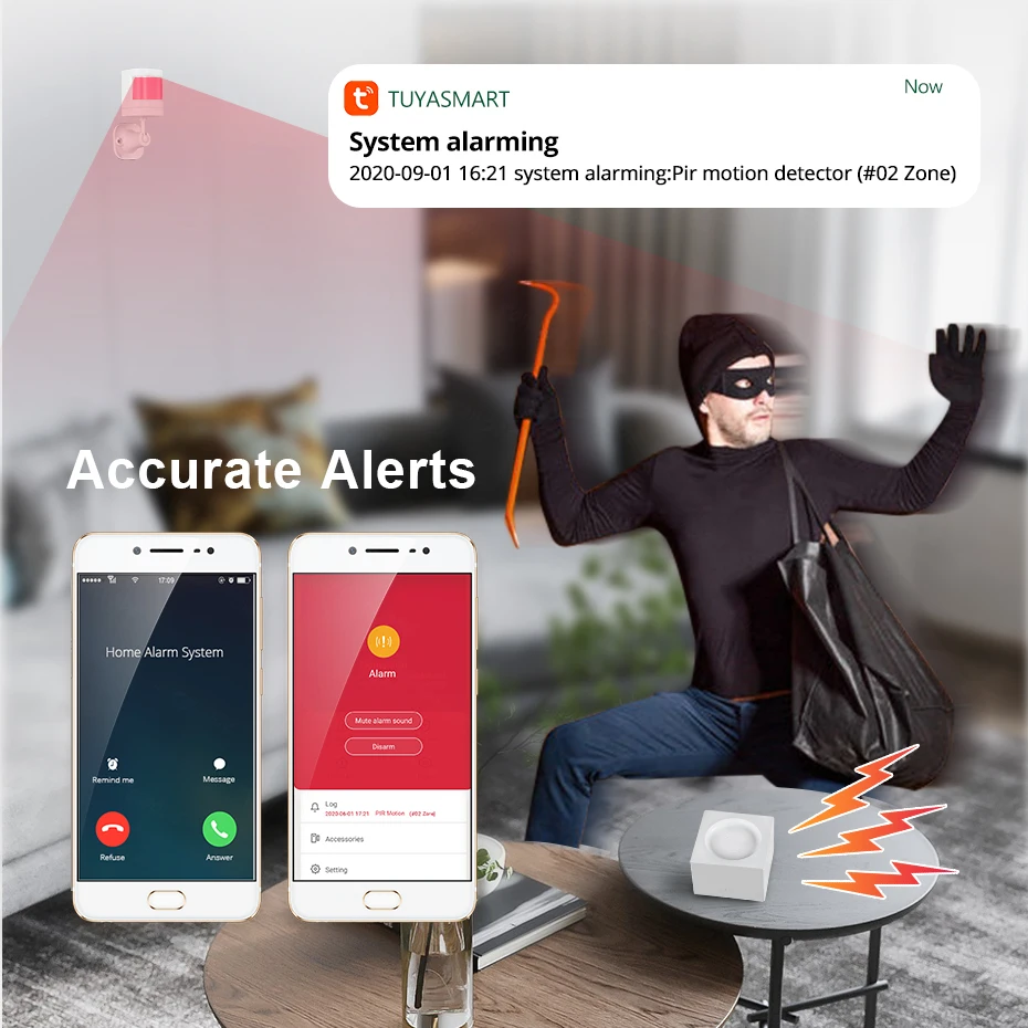 Беспроводная система охранной сигнализации Towode Tuya Автономная Wi-Fi сирена с