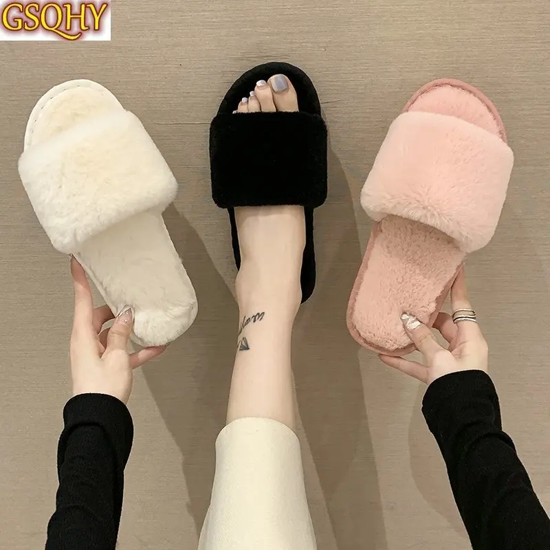 

European American style 2019 fashion autumn and winter indoor home couple cotton ladies slippers plush women's shoes women slip