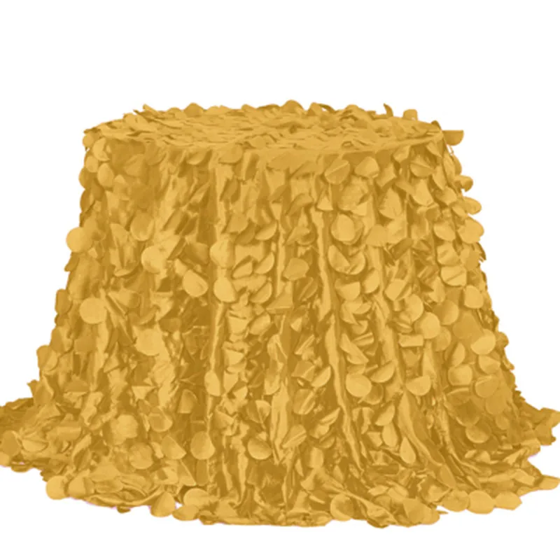 

5pc/Lot 3D Round Petal Taffeta Tablecloth Gold Round Banquet Tablecloths Navy Blue Table Cloth Washable Don't Need Iron