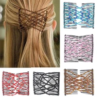 new womens elastic hair clip hair magic comb clip girls beaded hair clip convenient sweet hair clip hair accessories