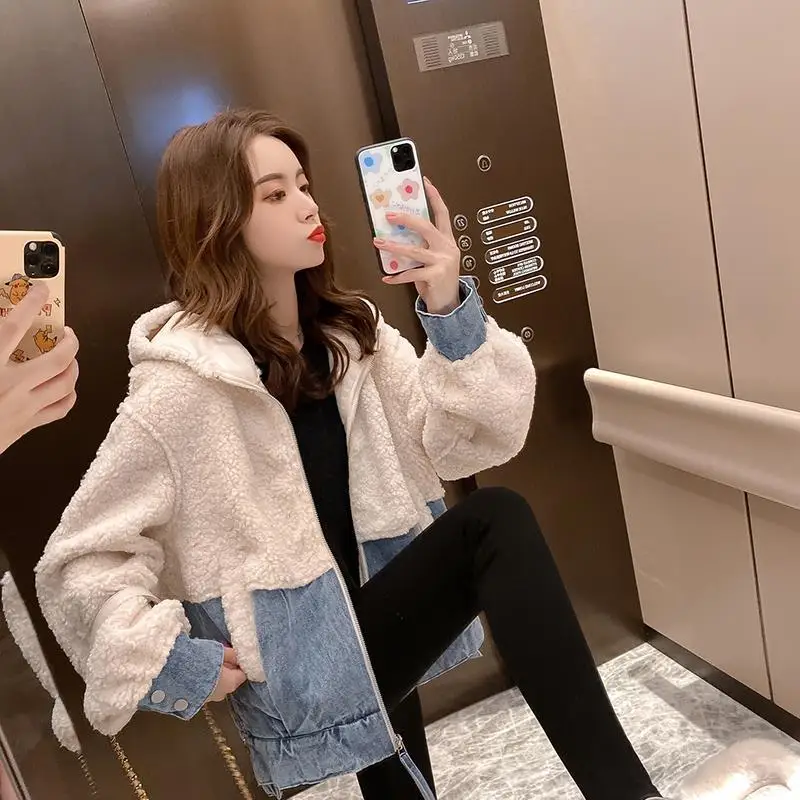 Осенне зимняя женская одежда жакет в клетку из овечьей шерсти с прострочкой