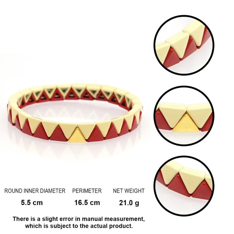 

6Pcs Bohemian Elastic Stretch Colorful Tile Enamel Rectangle Bracelet Stackable Enamel Rainbow Charm Bracelet Jewelry