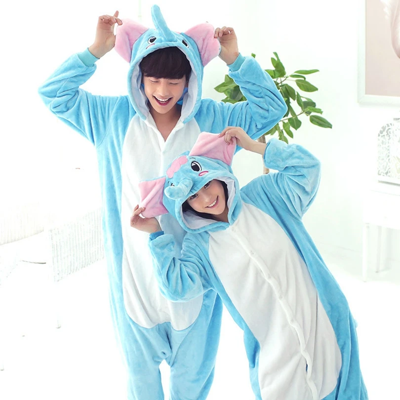 Adults Animal Pajamas Women Sleepwear kigurumi All in One Pyjama Animal Suits Elephant Cosplay Cartoon Hooded Pijama