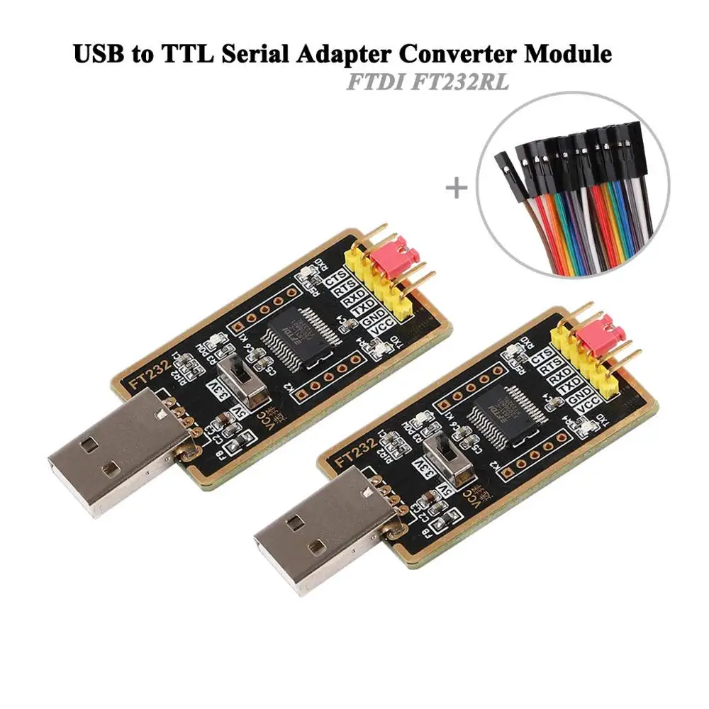 2шт USB к ttl Серийный адаптер конвертер Модуль FTDI FT232 UART FT232RL совместим с Windows 7 8 10 Wince