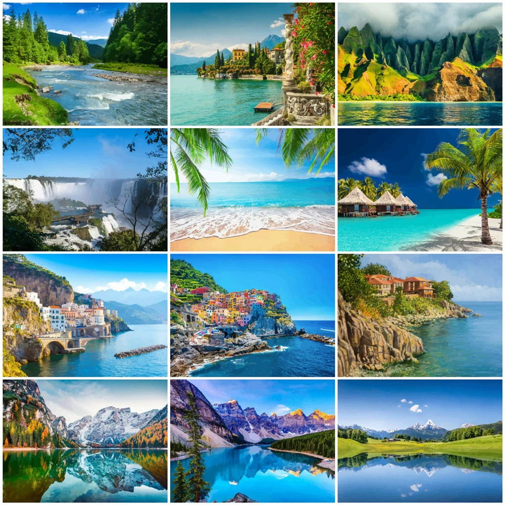 

HUACAN Oil Painting By Numbers Sea Landscape Drawing On Canvas HandPainted Art Gift DIY Picture Kits Home Decoration