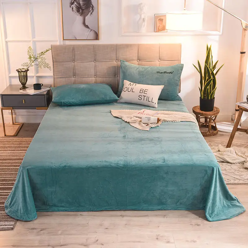 

2019 new products Warm Flannel Sheet Bedspread Fitted Sheet Pillowcases 2/3 Pure color Luxury Bedding.