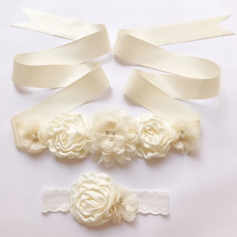 

Wedding Dress Bridal Belts Women Fashion Beaded Pearl Handmade Flowers Ladies Applique Wedding Belt High Quality
