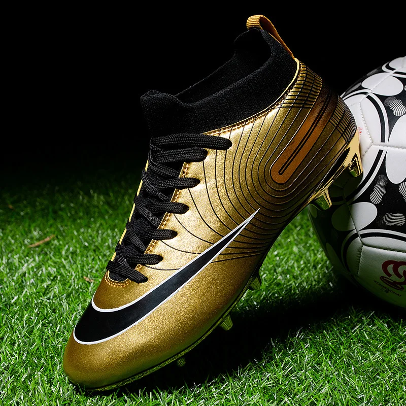 

2020 New High Quality Gold Spike Soccer Shoes Outdoor Boys Breathable Waterproof Football Boots Non-Slip Sneakers Men and Women