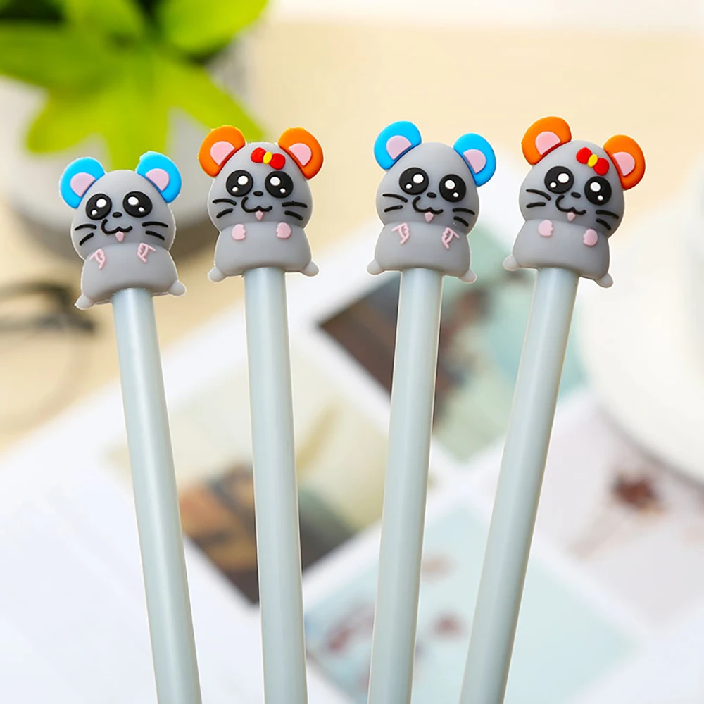 Забавная Милая гелевая ручка Kawai Mouse Rat синяя кавайная канцелярская
