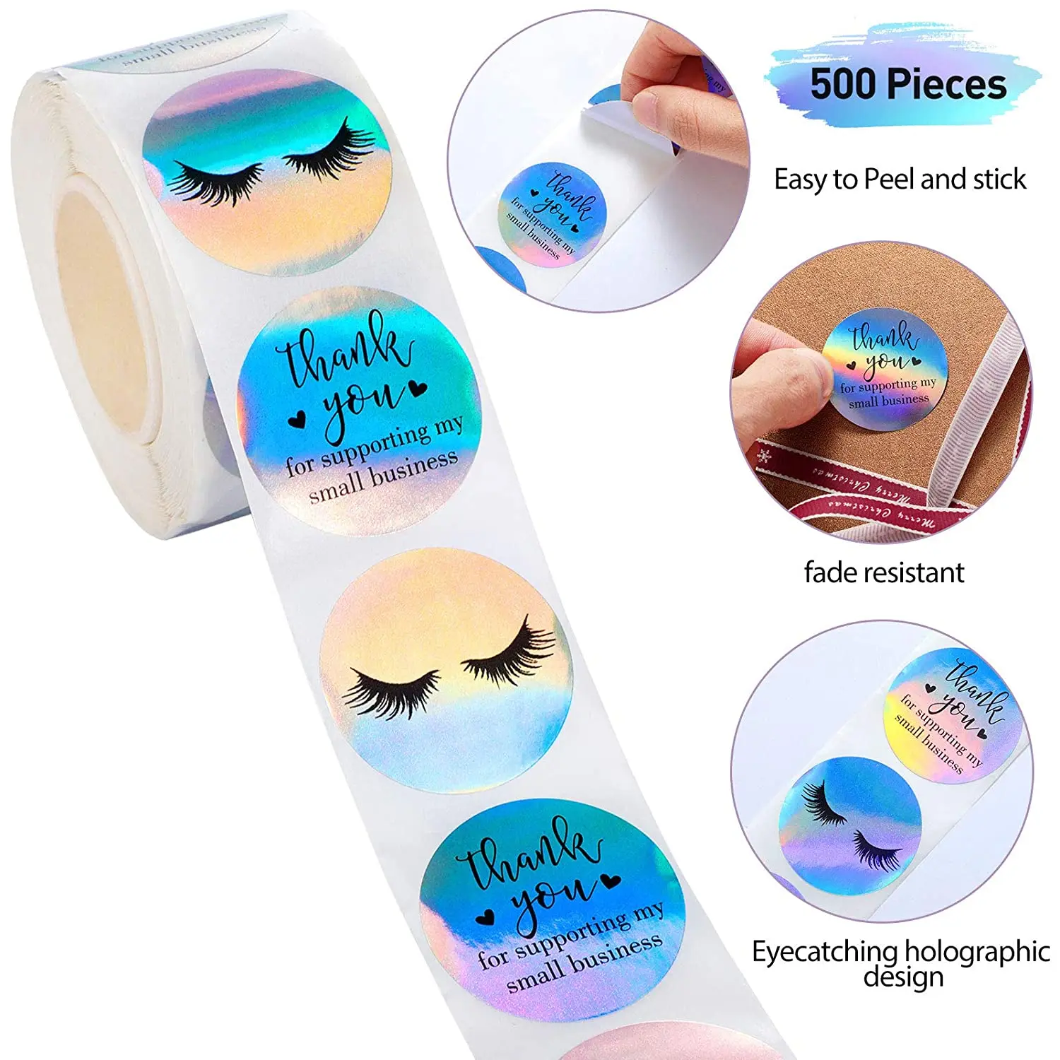 

500pcs Thank You for supporting My Small Business Stickers Eyelash Seal Labels Small shop gift wrapping decoration scrapbook