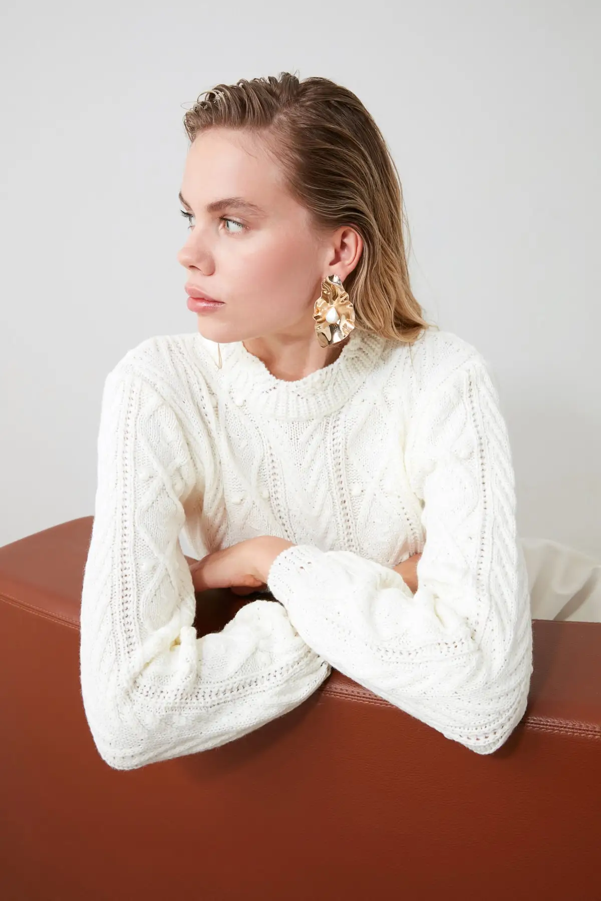 

Trendyol Mesh Detailed Knitwear Sweater TWOAW21KZ0438