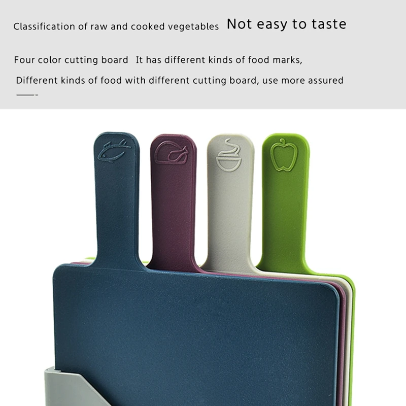 Rectangular Paddle Index Style Chopping Board Set With Food Preparation Indicators Multi-Colour Of 4 | Дом и сад