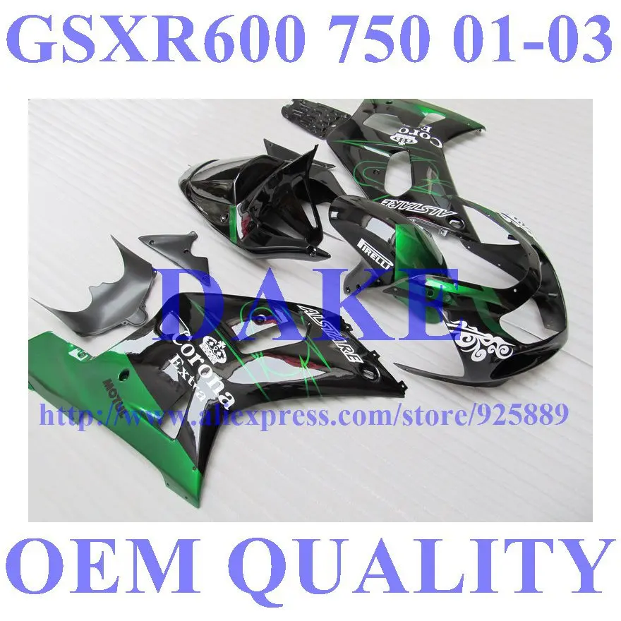

Injecion O.E.M Green+Black Fairing for SUZUKI 2001 2003 GSXR600 750 01 02 03 GSXR600 GSXR750 K1 01 02 03 GSXR 600 750 Fairings k