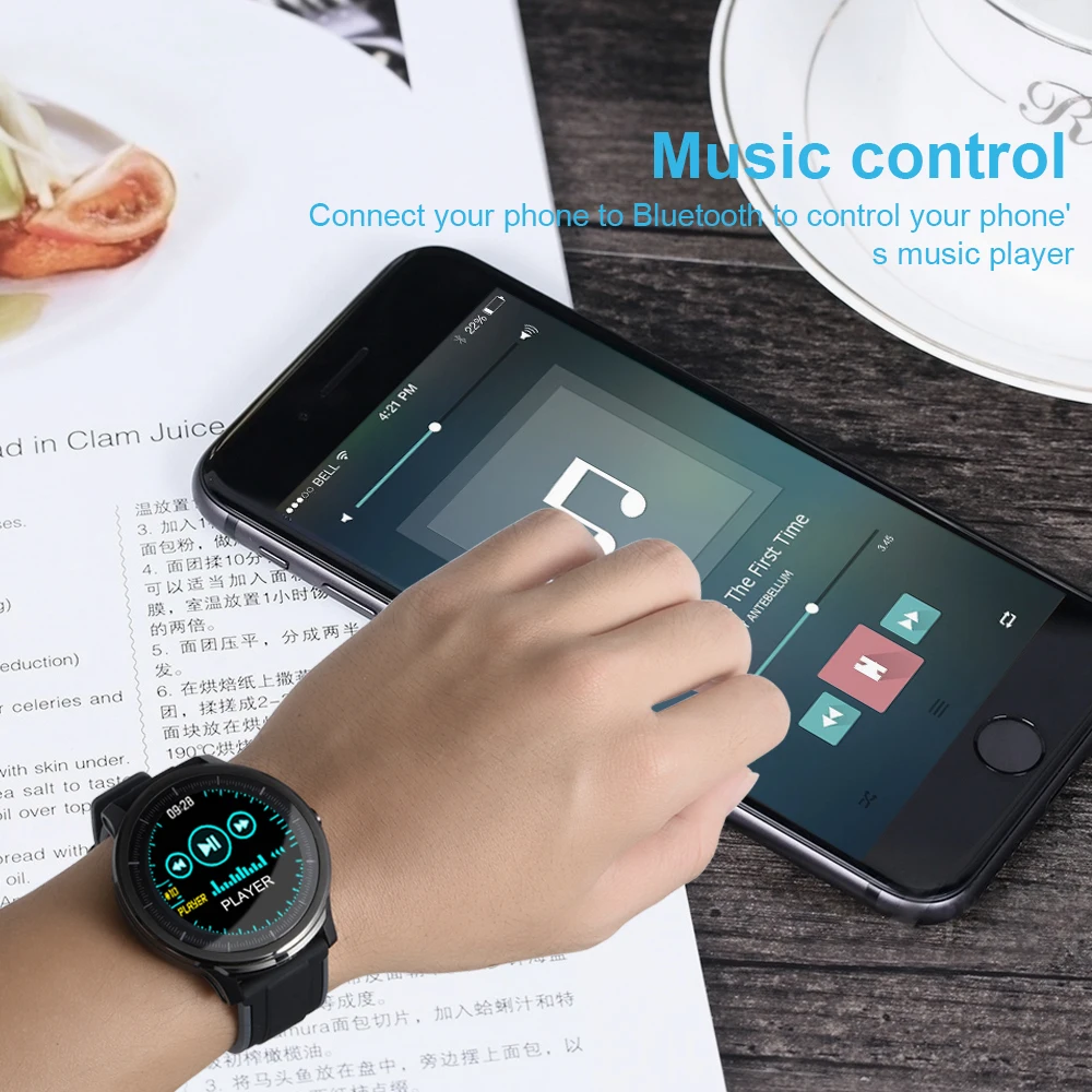 

Smart Watch Waterproof Full Touch Rouch Screen Watch Fitnees Pedometer Heart Rate Blood Pressure Monitor Music Control SMS Push