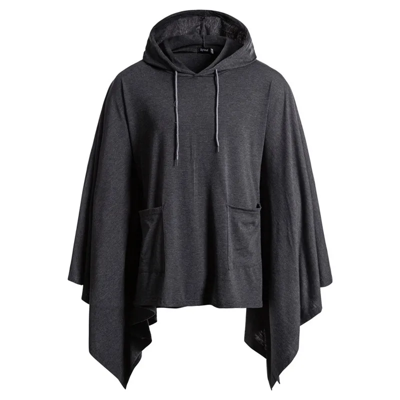 

Casual Hooded Poncho Cape Cloak Fashion Coat Hoodie Pullover Hip Hop Streetwear Hoody Sweatshirt Men Party Stage Costume Homme