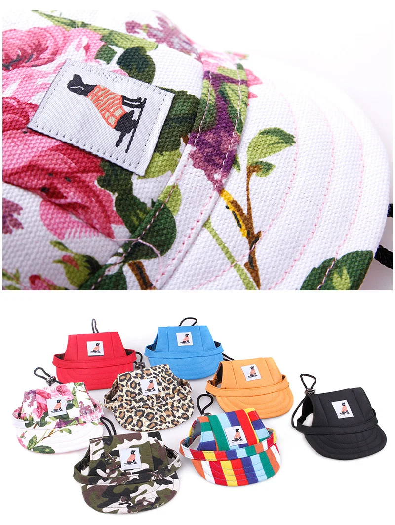 

1pc Summer Pet Dog Hat Cap Outdoor Dog Baseball Cap Canvas Small Dog Sunscreen Accessories Breathable S/M Cute Dog Supplies