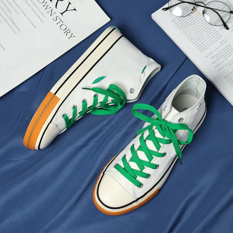 Высокие однотонные парусиновые туфли мужская повседневная обувь для студентов