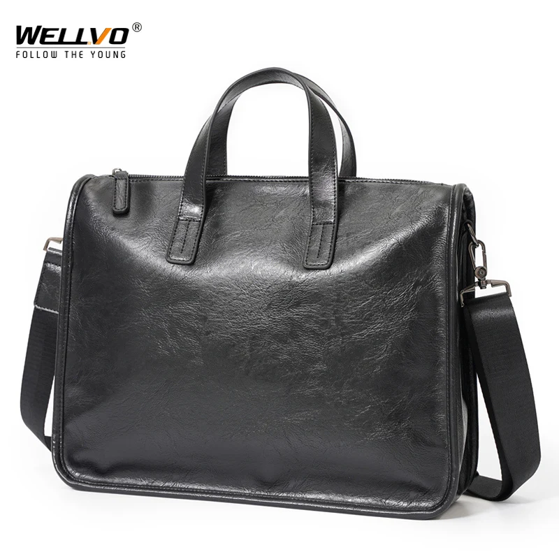 

Men's Tote Bag Fashion Leather Shoulder Bag Man Business Briefcase For 14Inch Laptop Casual Large Capacity Handbag Male X207C