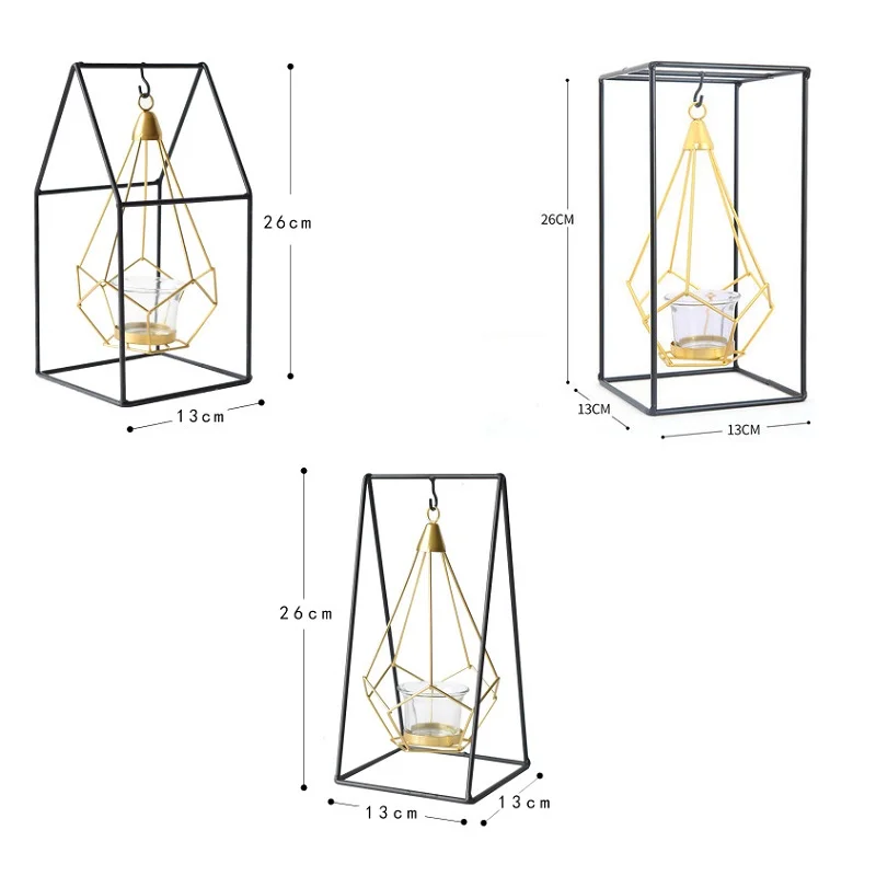 1 шт. Ins скандинавские геометрические железные подсвечники Золотая люстра