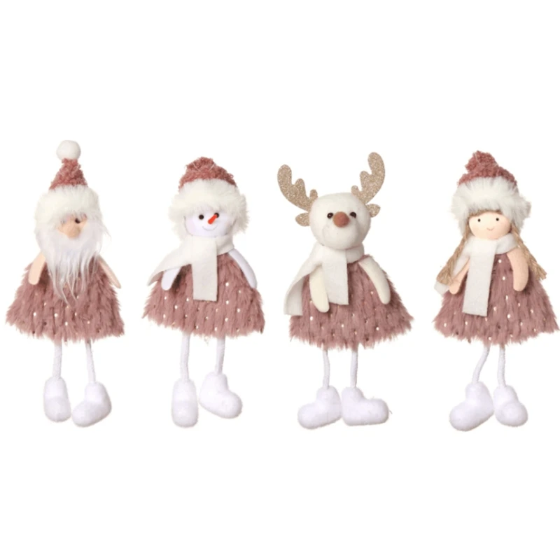 

4pcs Christmas Tree Hanging Ornaments Christmas Angel Snowman Santa Doll Decoration Thanksgiving Day Gifts