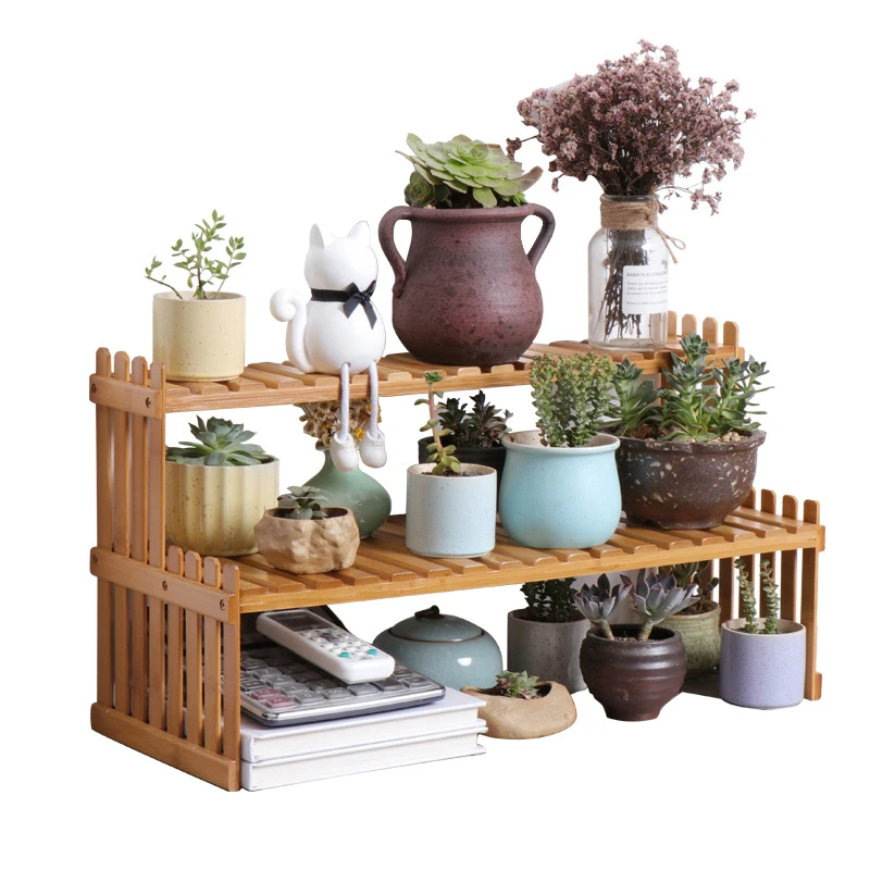 Wooden Storage Shelf for Sundries Plants Flower Pot Display Stand Desktop Organizer Flower Pot Shelves Living Room Flower Stand